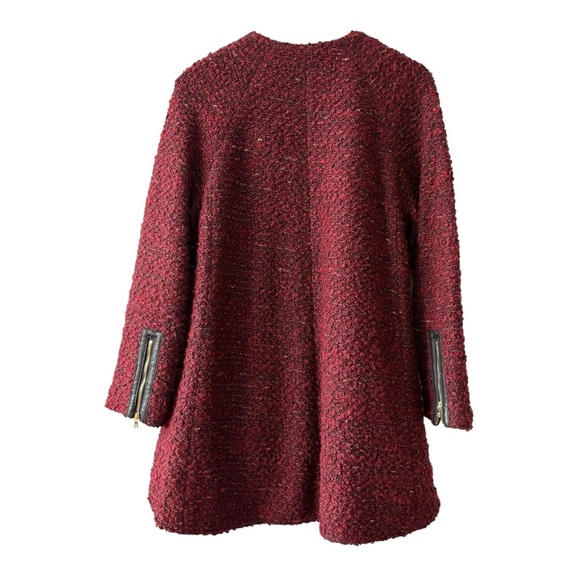 Alice and Olivia Burgundy Tweed Boucle Coat - Picture 2 of 11